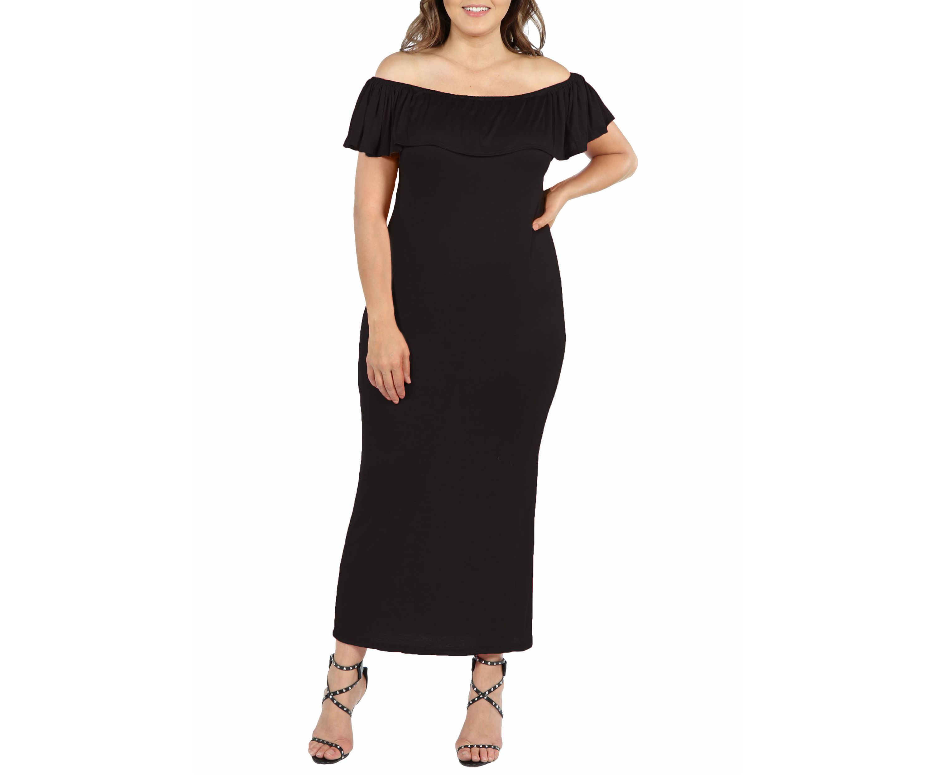 Plus Size Ruffle Off the Shoulder Maxi Dress