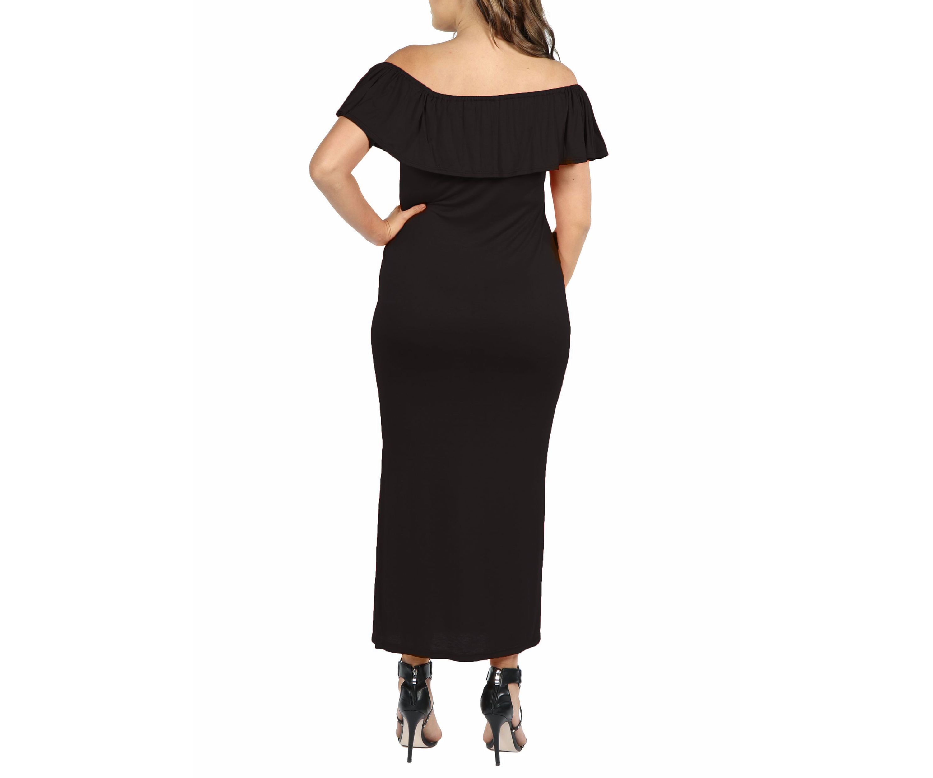Plus Size Ruffle Off the Shoulder Maxi Dress