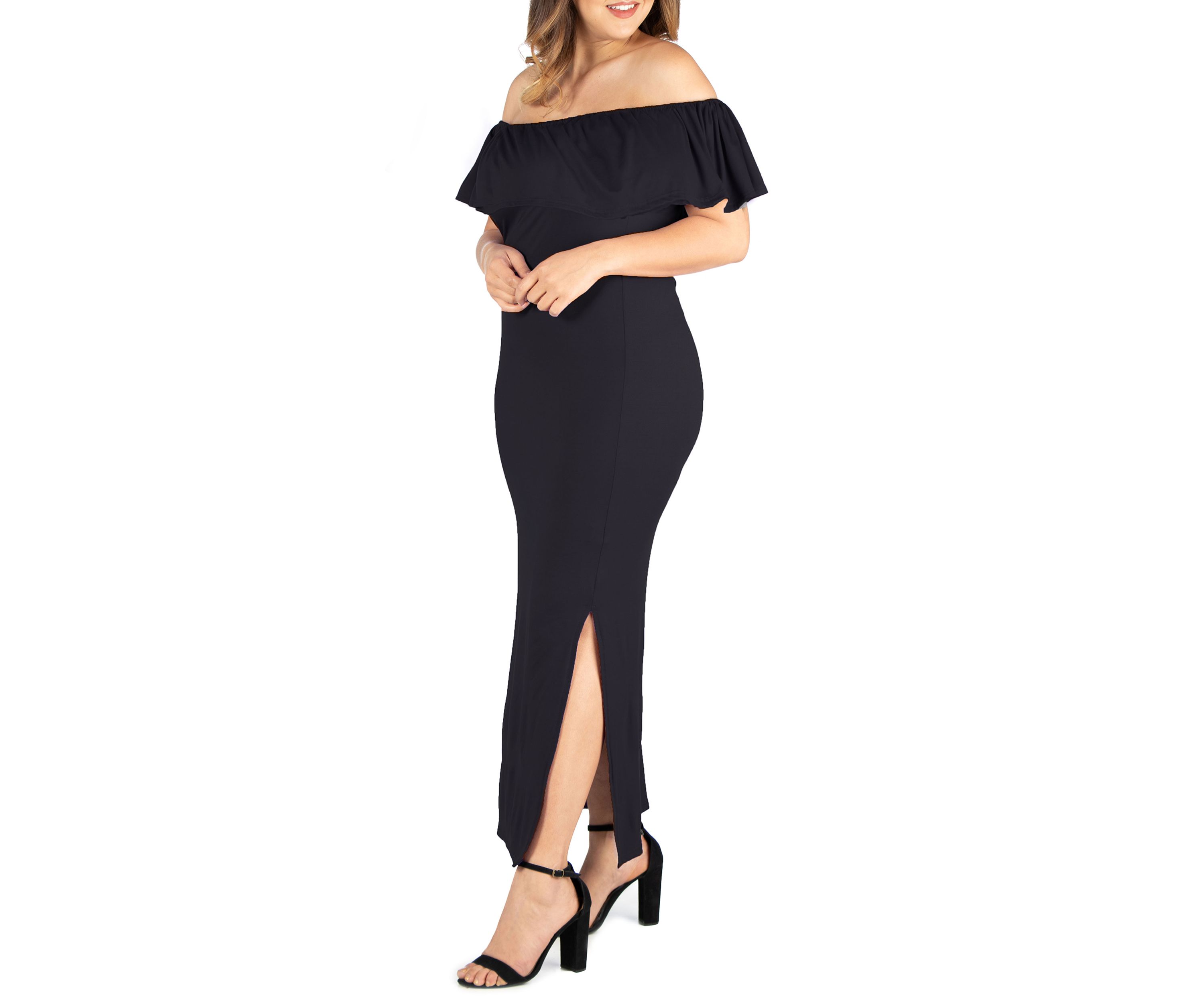 Plus Size Ruffle Off the Shoulder Maxi Dress