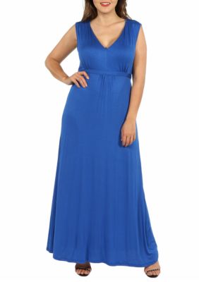24seven Comfort Apparel Women's Plus Size Sleeveless Empire Waist Maxi Dress