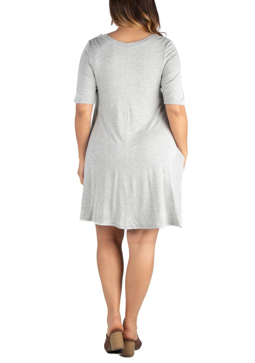 Plus Size Knee Length Pocket T-Shirt Dress