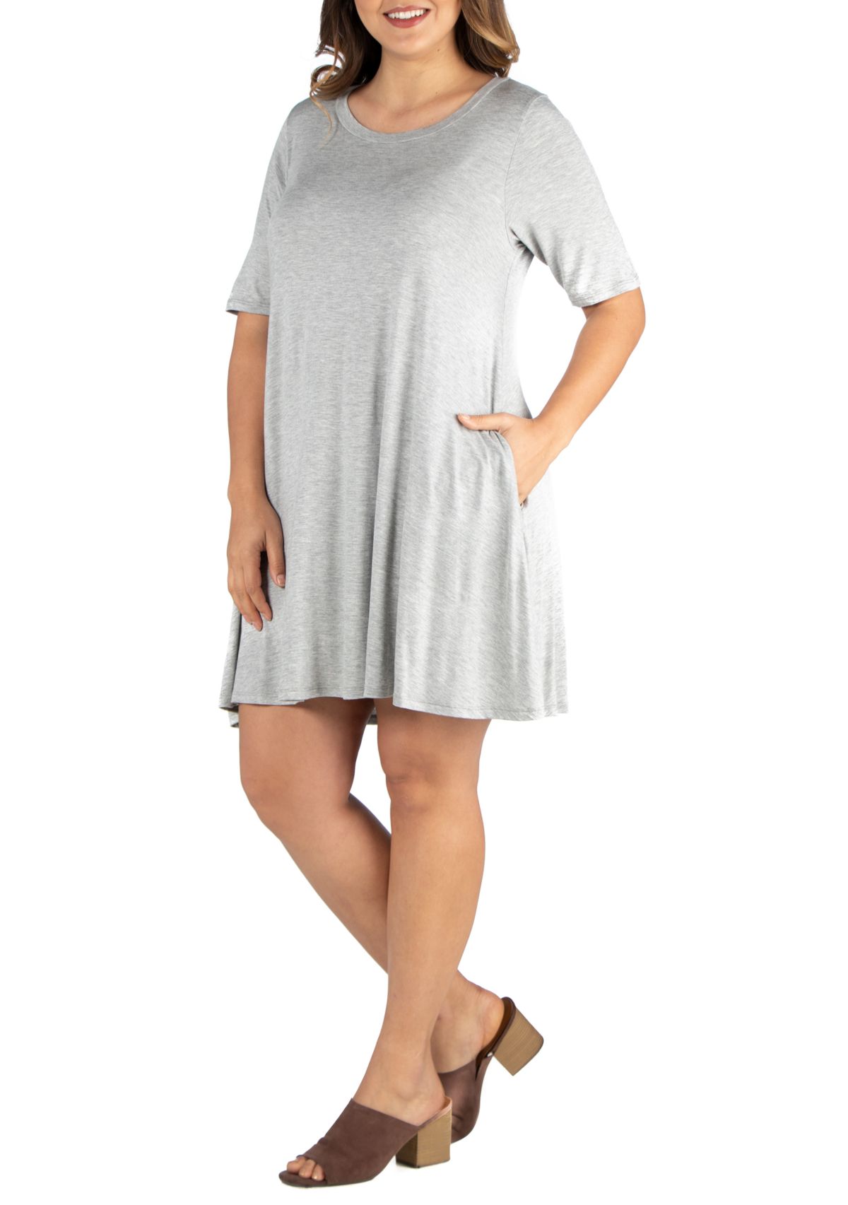 Plus Size Knee Length Pocket T-Shirt Dress