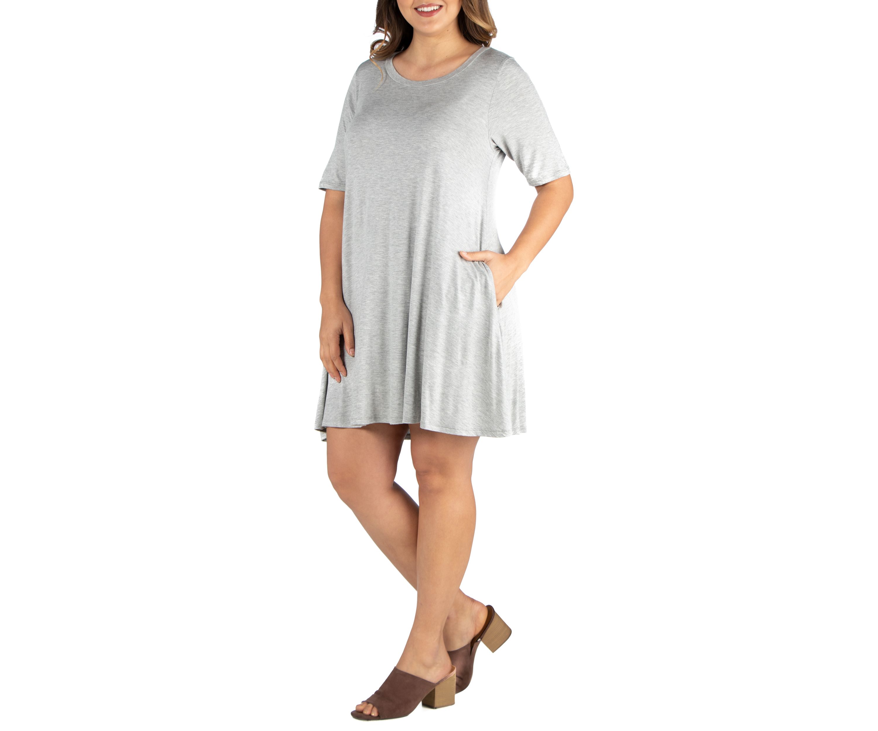 Plus Size Knee Length Pocket T-Shirt Dress