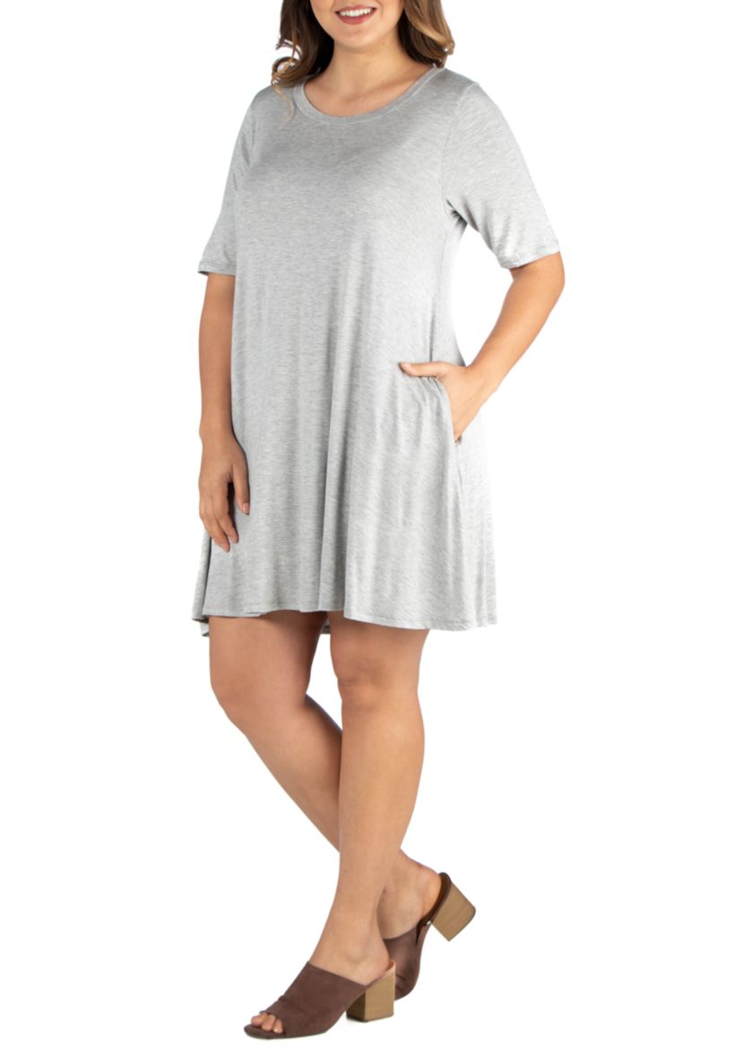 Plus Size Knee Length Pocket T-Shirt Dress