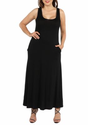 24seven Comfort Apparel Women's Plus Size Sleeveless Tank Maxi Dress with Pockets