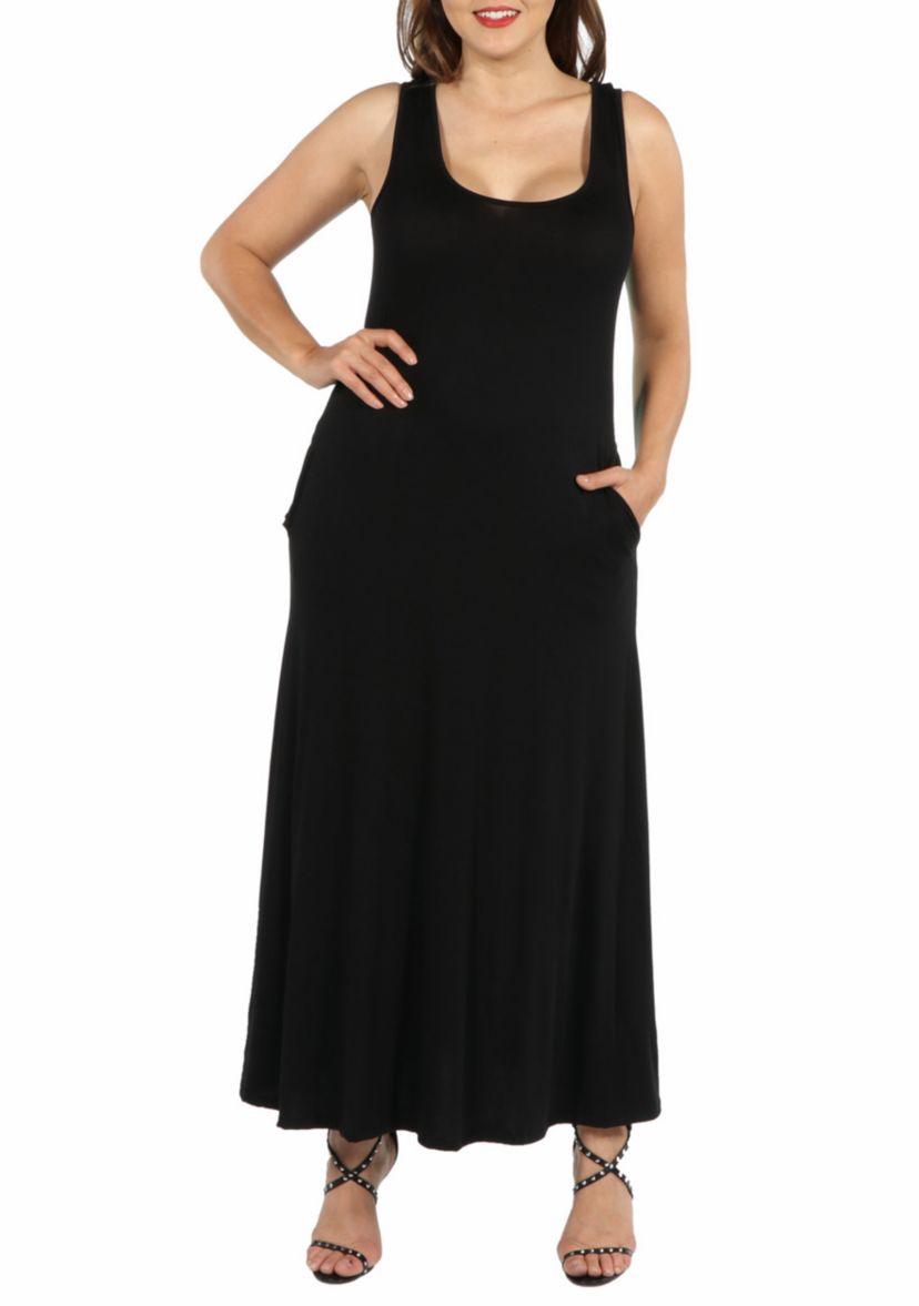 Plus Size Sleeveless Tank Maxi Dress with Pockets