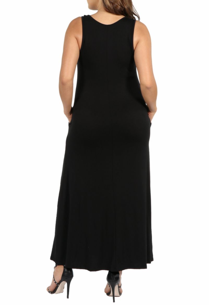Plus Size Sleeveless Tank Maxi Dress with Pockets