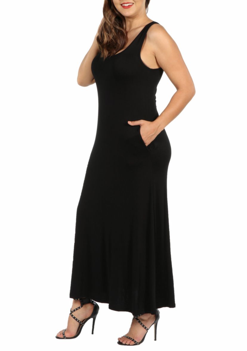 Plus Size Sleeveless Tank Maxi Dress with Pockets