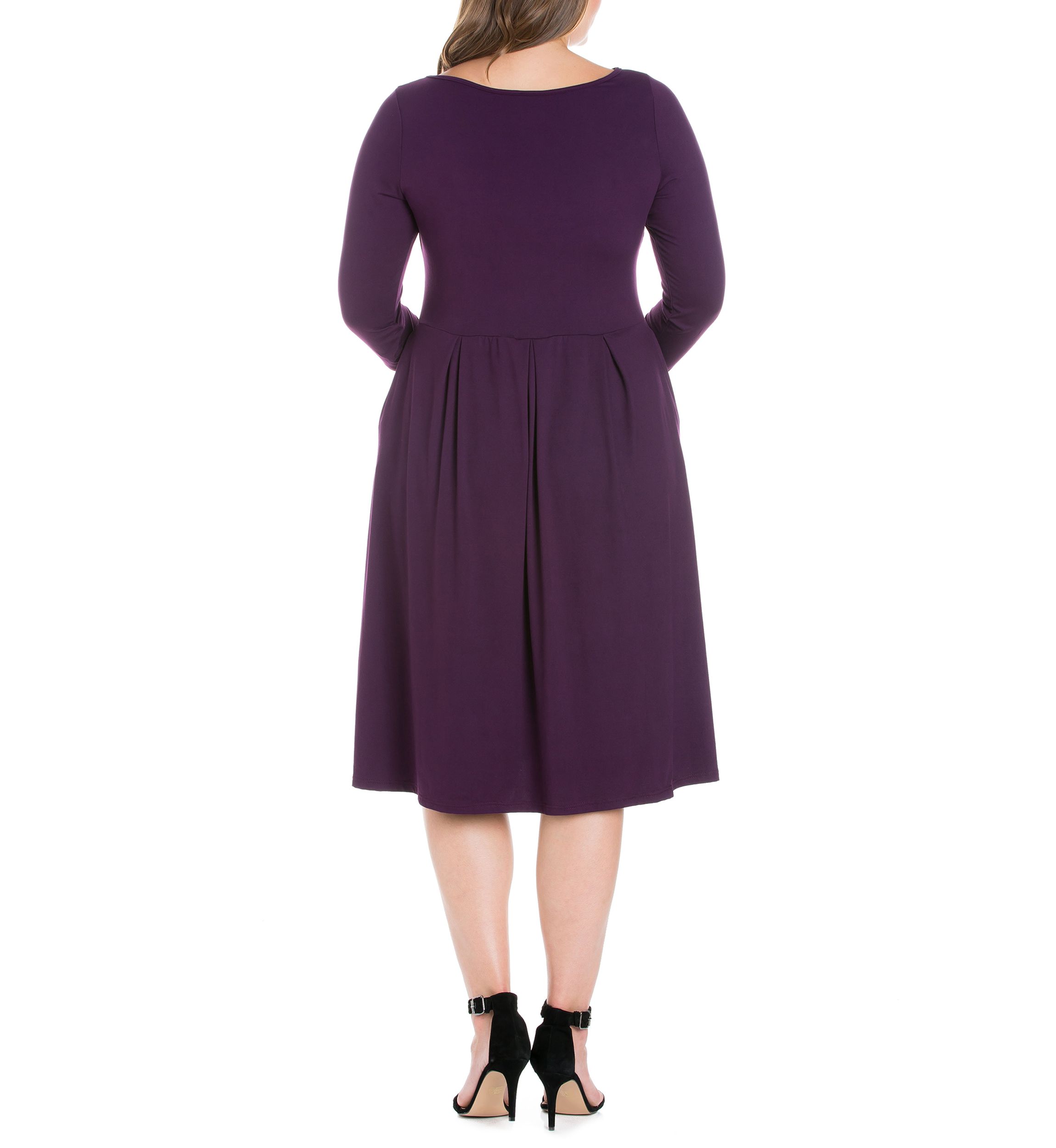 Plus Size Long Sleeve Fit and Flare Midi Dress
