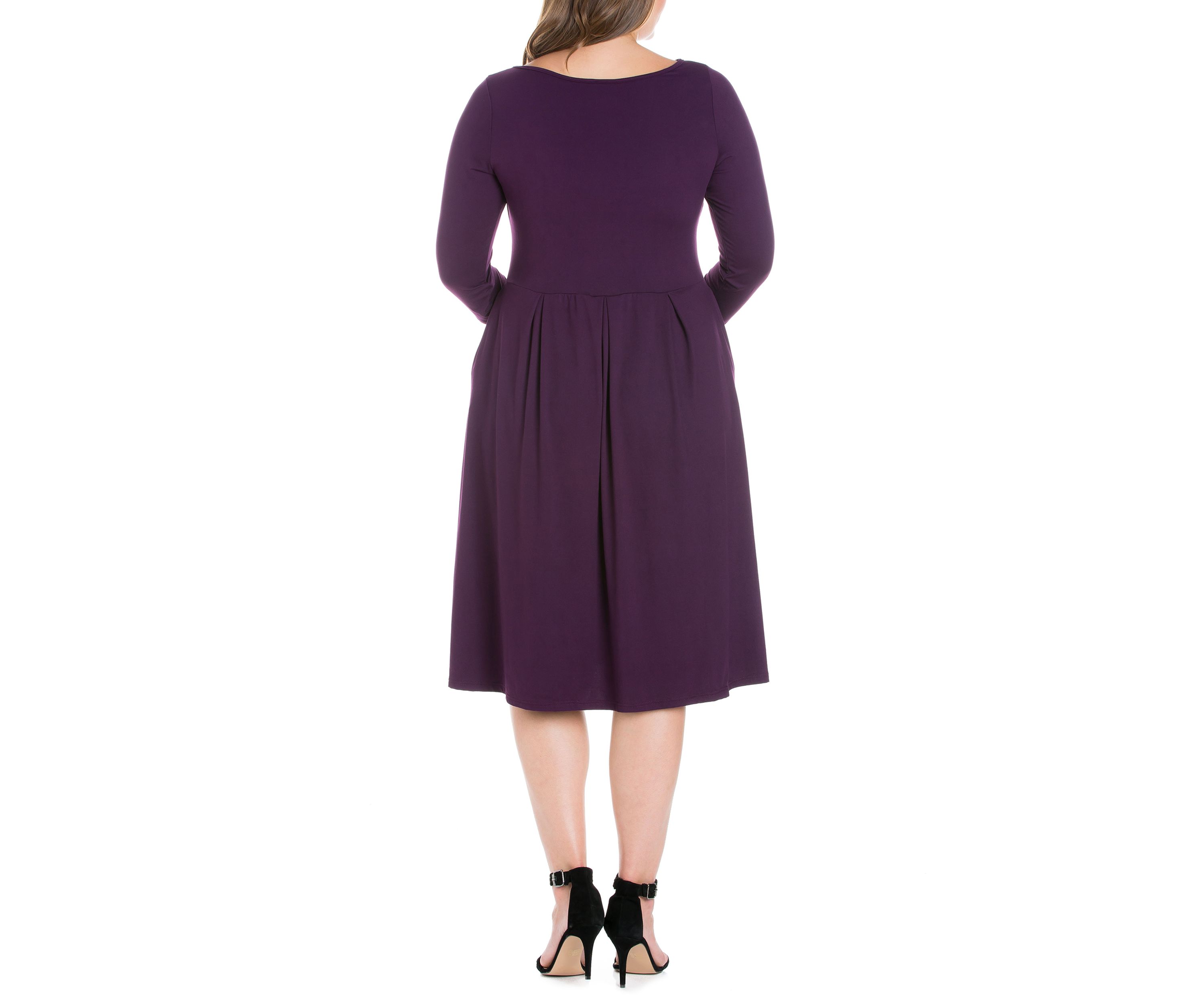 Plus Size Long Sleeve Fit and Flare Midi Dress