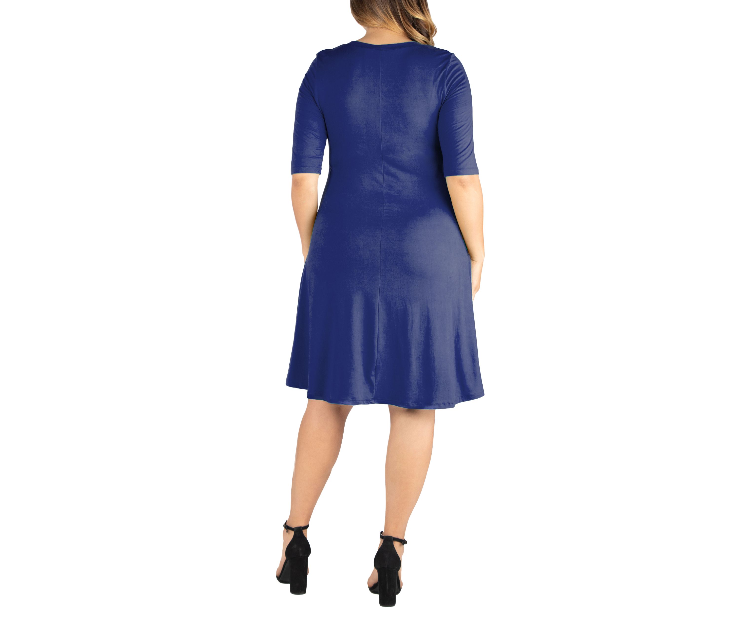 Plus Size Elbow Sleeve Knee Length Dress