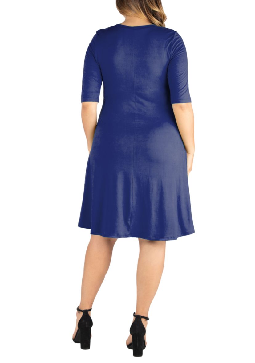 Plus Size Elbow Sleeve Knee Length Dress