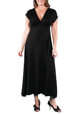 Plus Empire Waist V Neck Maxi Dress