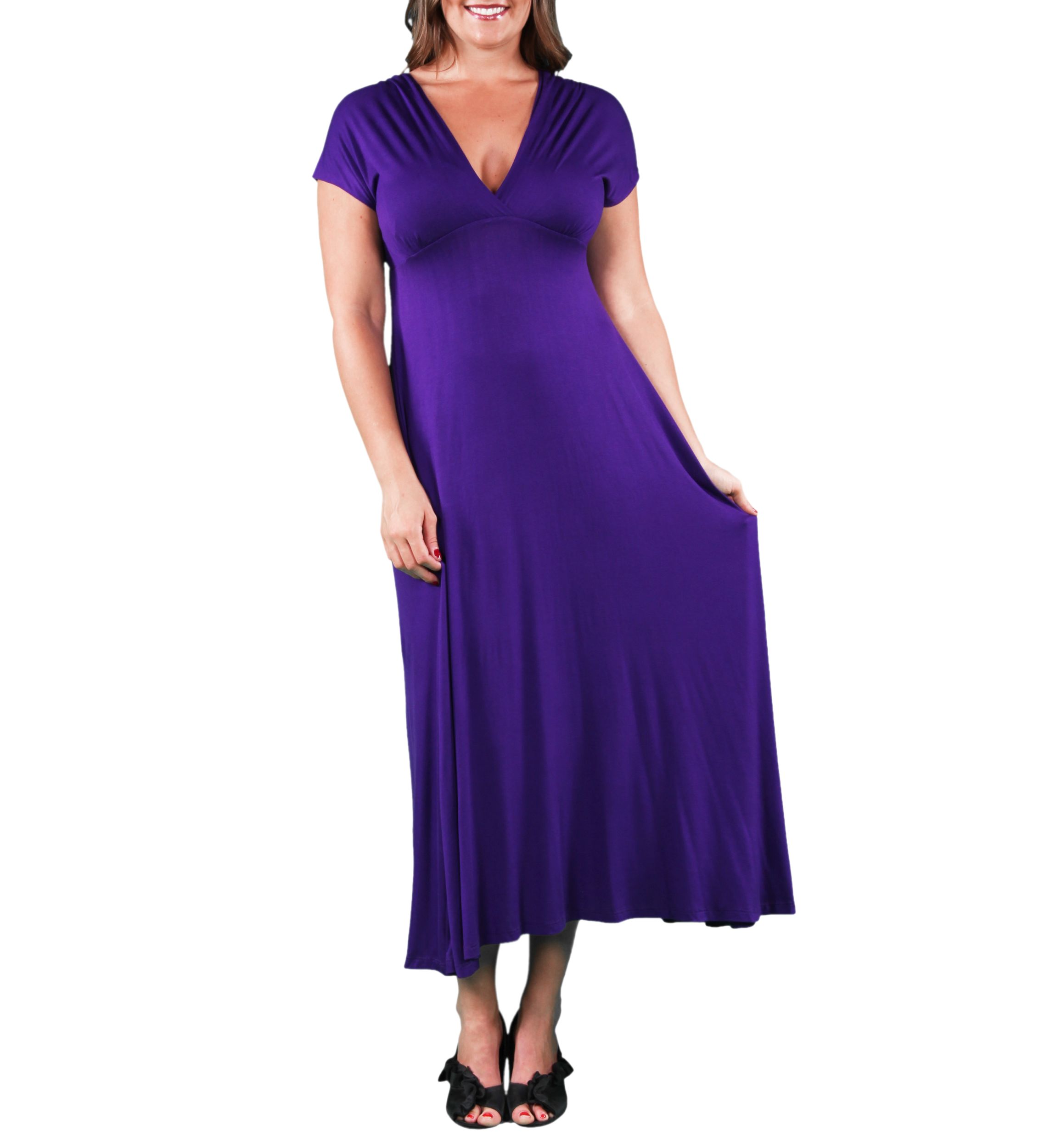 Plus Size Empire Waist V Neck Maxi Dress