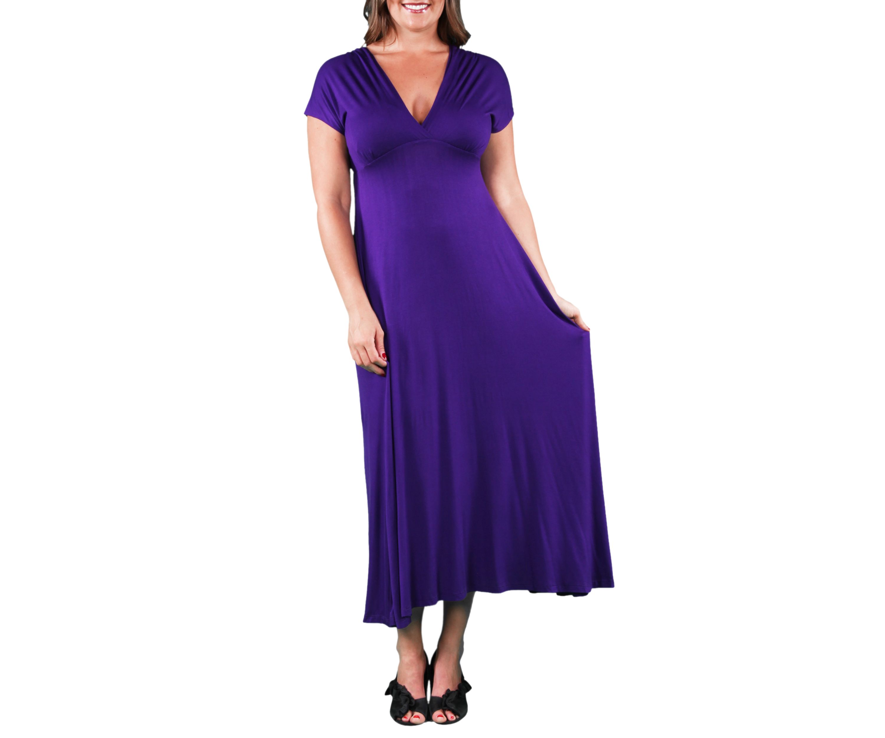 Plus Size Empire Waist V Neck Maxi Dress