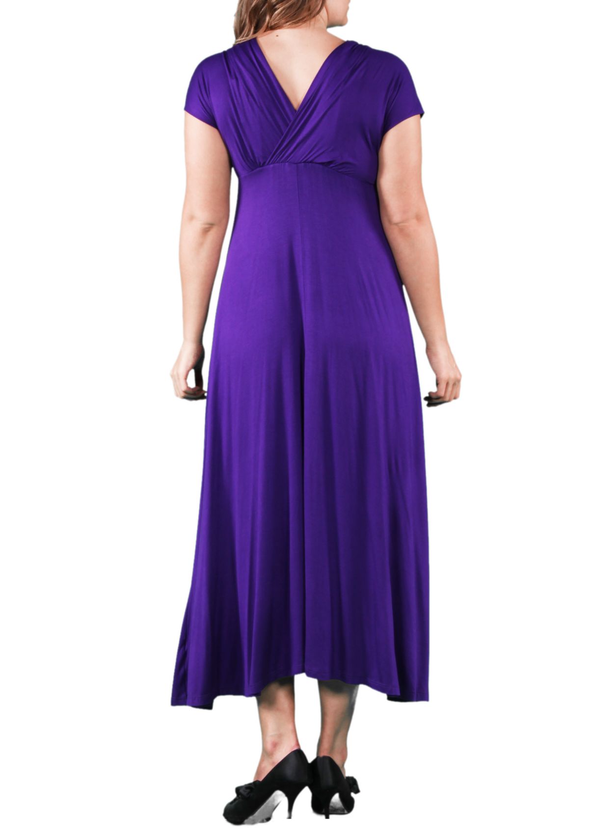 Plus Size Empire Waist V Neck Maxi Dress