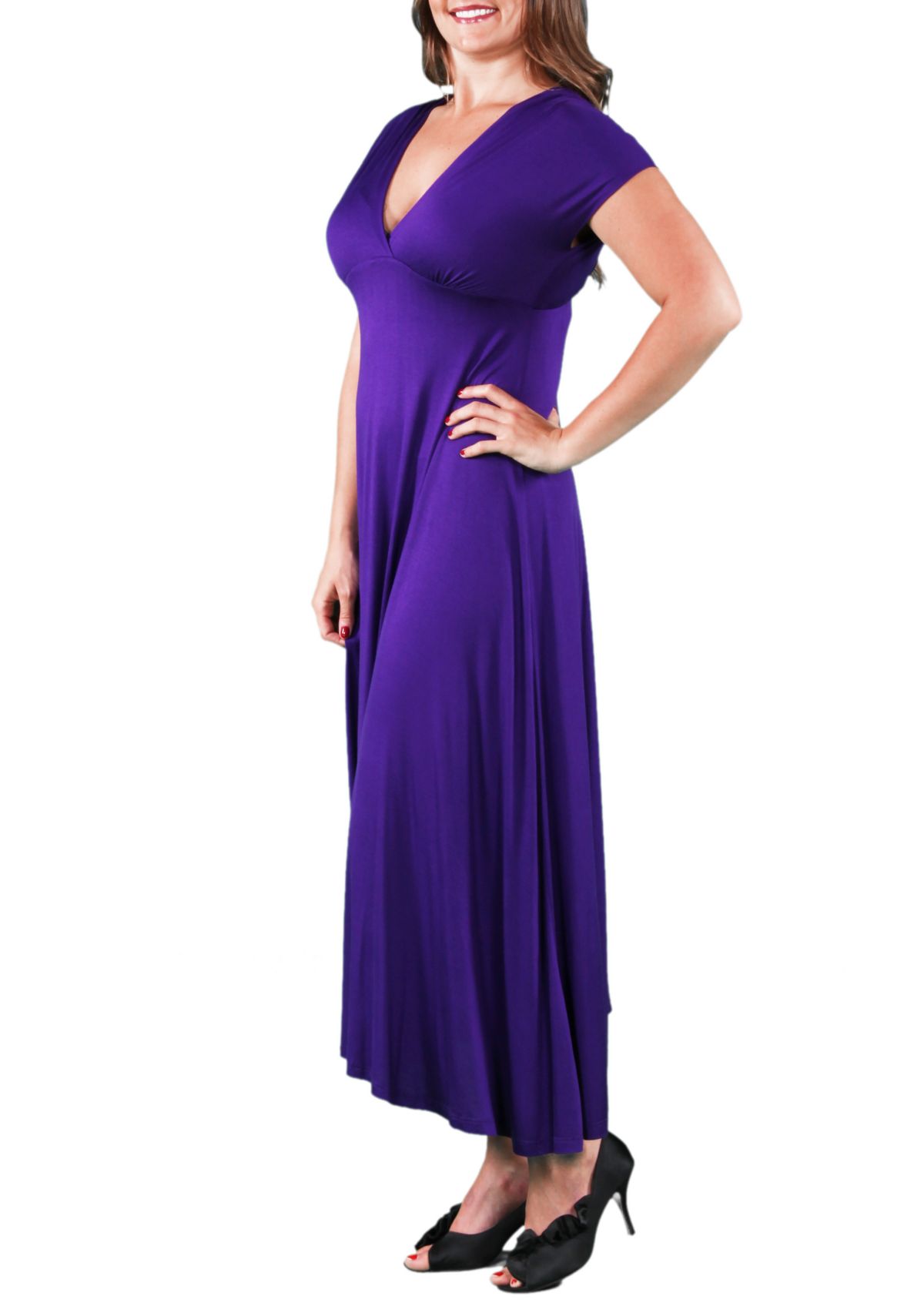 Plus Size Empire Waist V Neck Maxi Dress