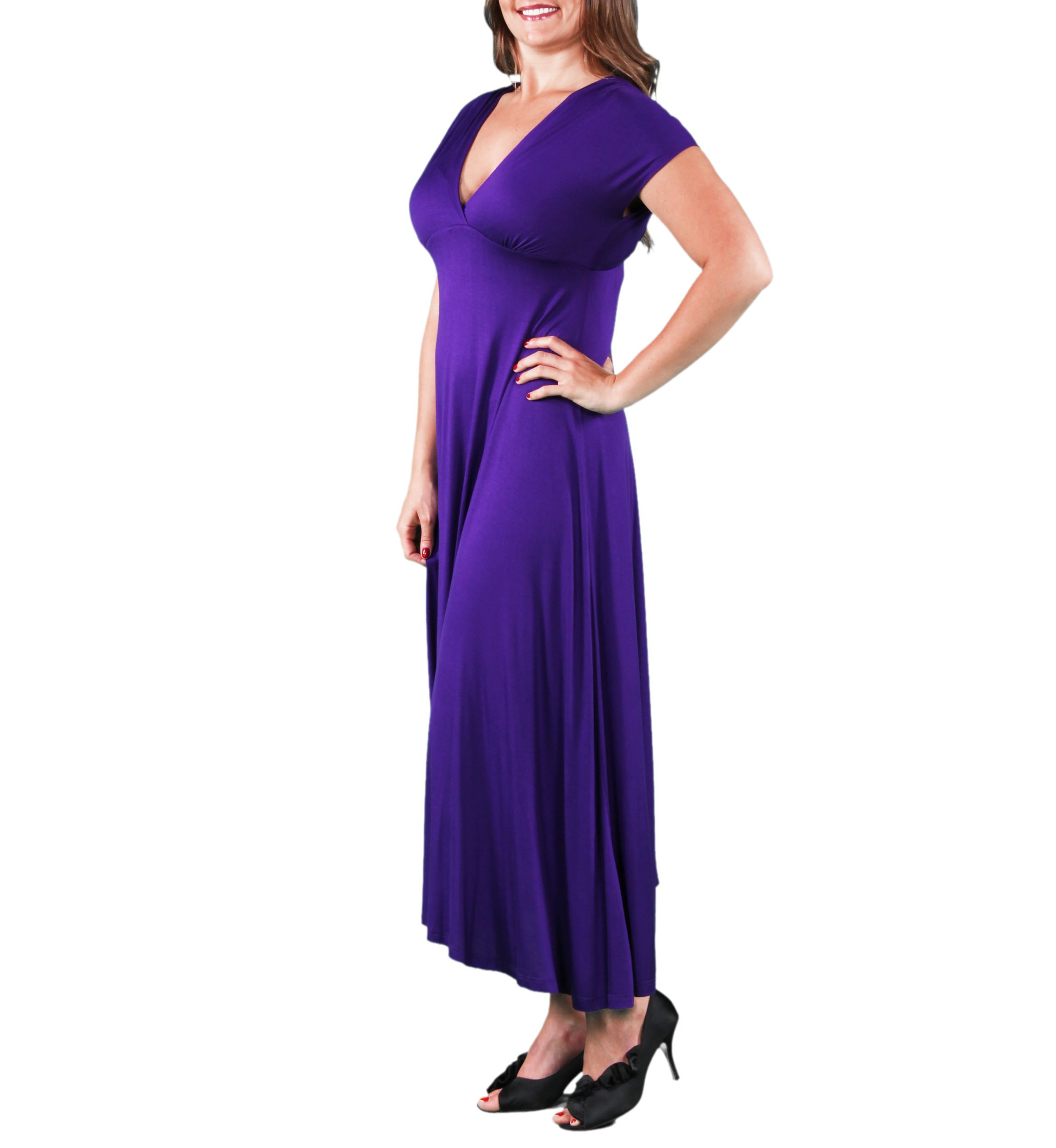 Plus Size Empire Waist V Neck Maxi Dress
