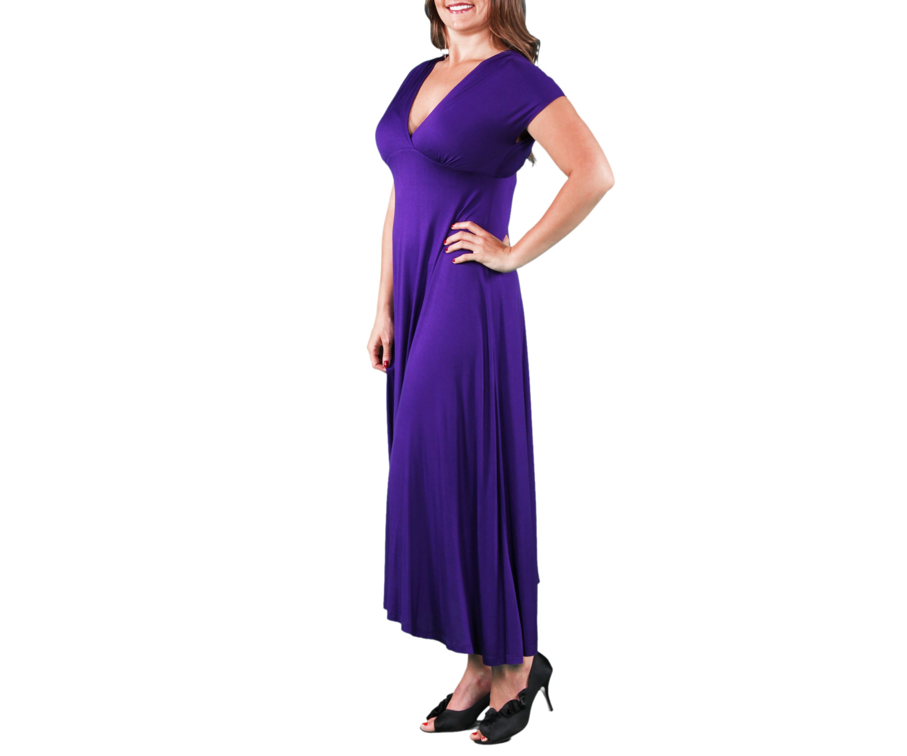 Plus Size Empire Waist V Neck Maxi Dress
