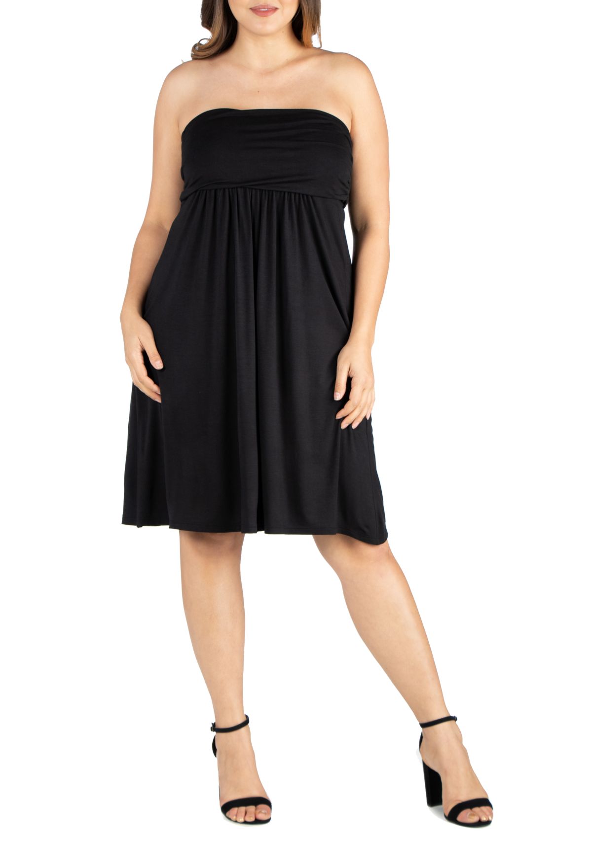 Plus Size Knee Length Strapless Mini Dress