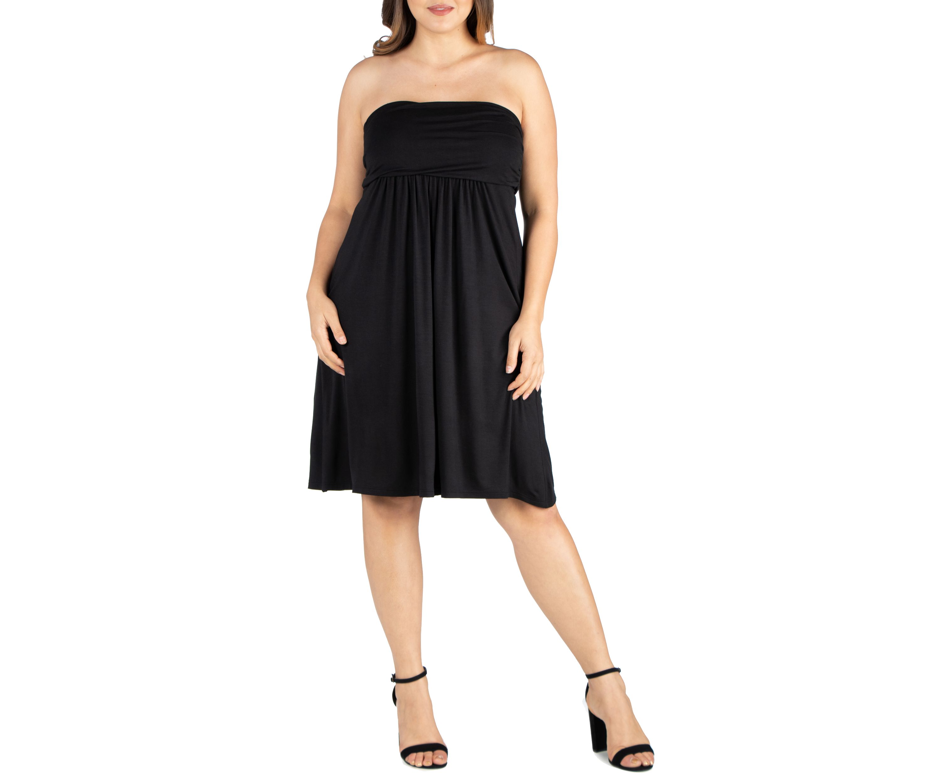Plus Size Knee Length Strapless Mini Dress