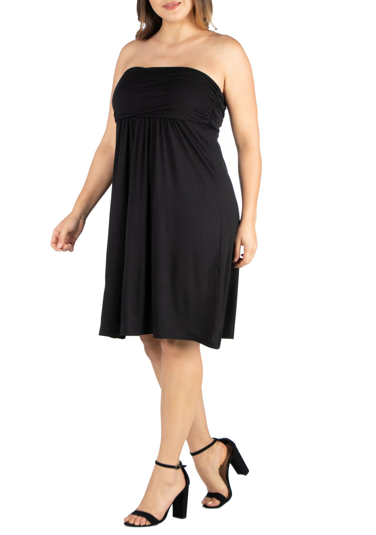 Plus Size Knee Length Strapless Mini Dress