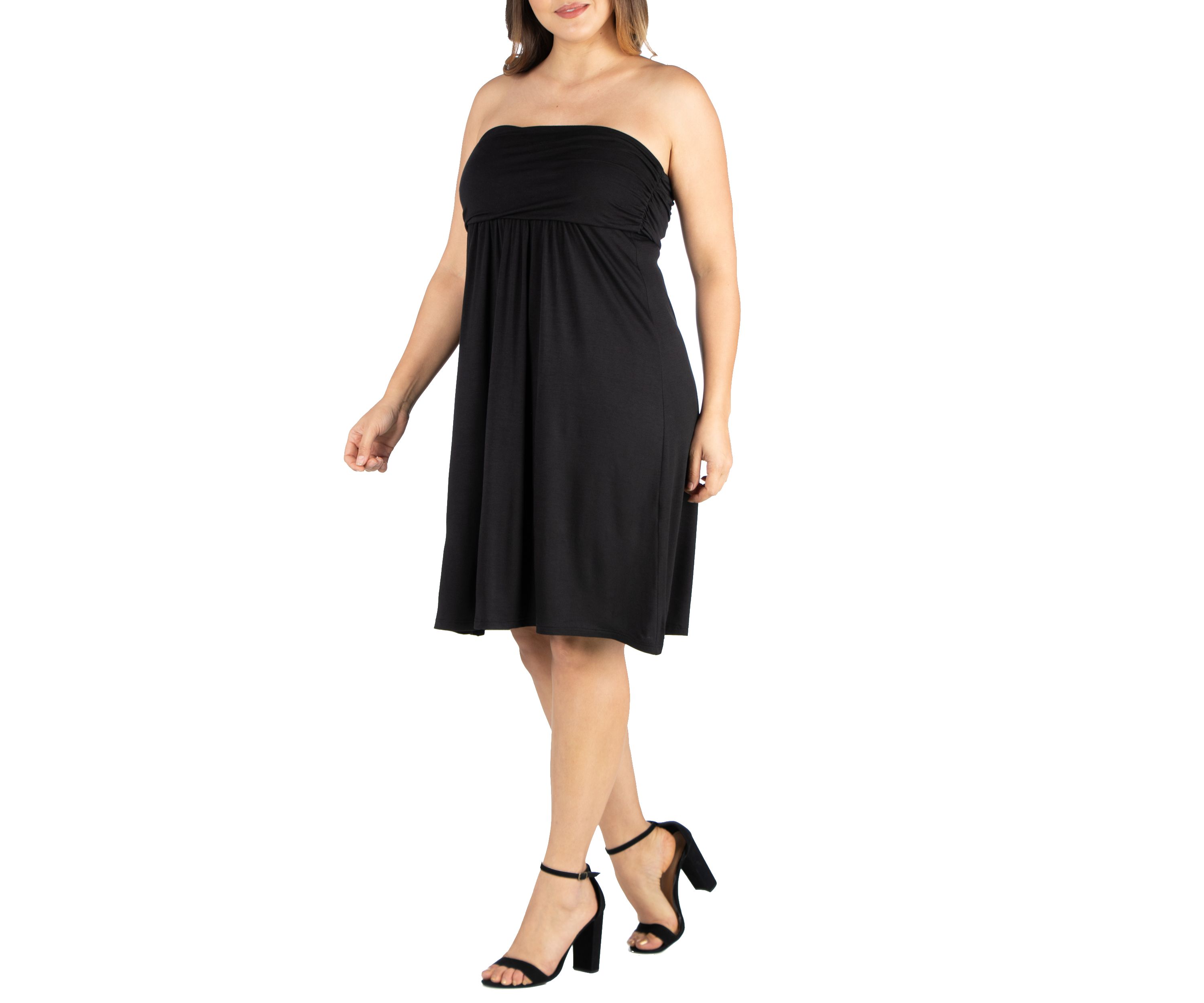 Plus Size Knee Length Strapless Mini Dress
