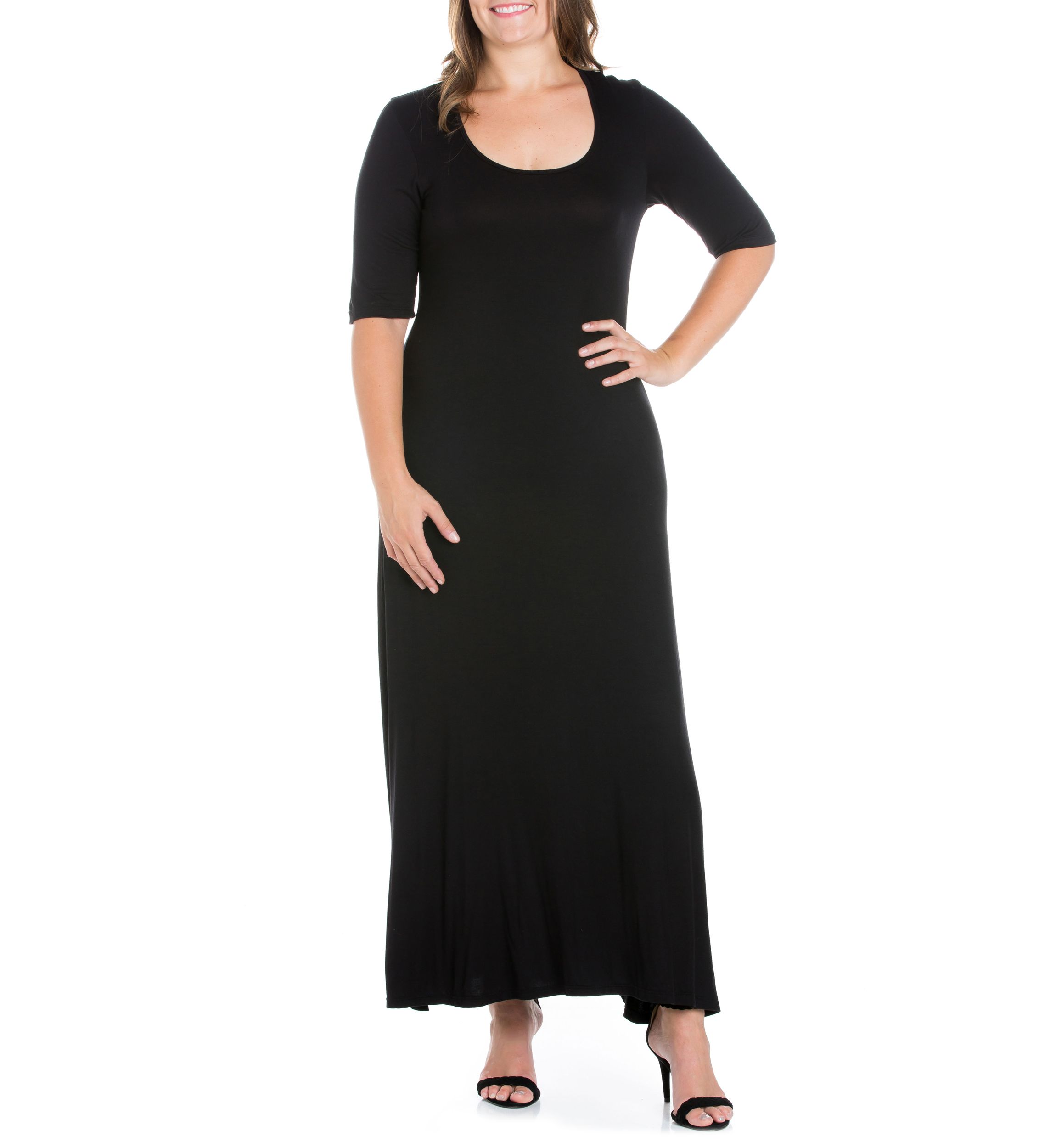 Plus Size Elbow Sleeve Maxi Dress