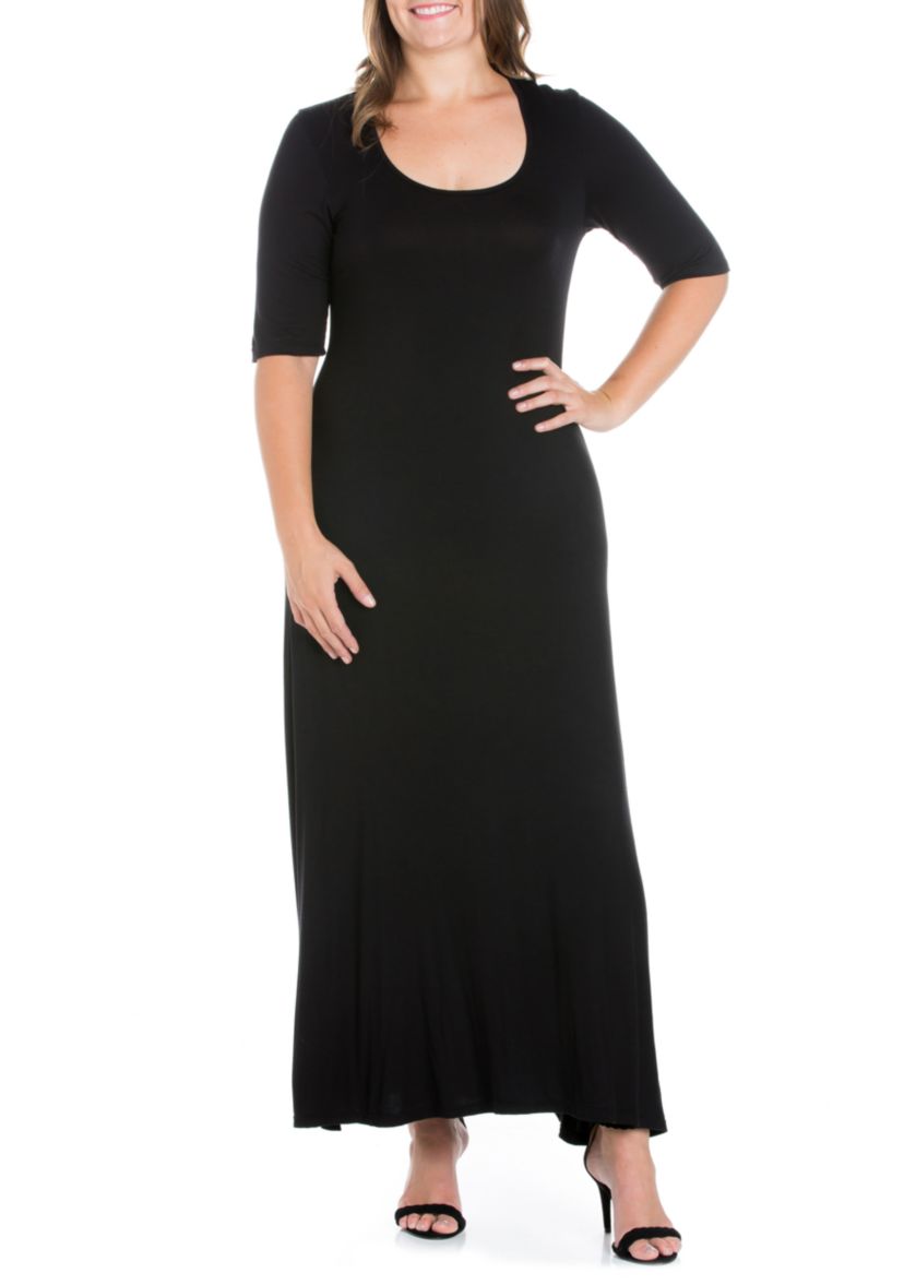 Plus Size Elbow Sleeve Maxi Dress