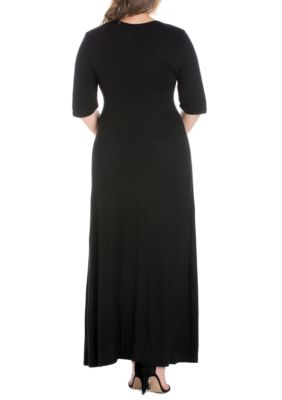 Plus Elbow Sleeve Maxi Dress