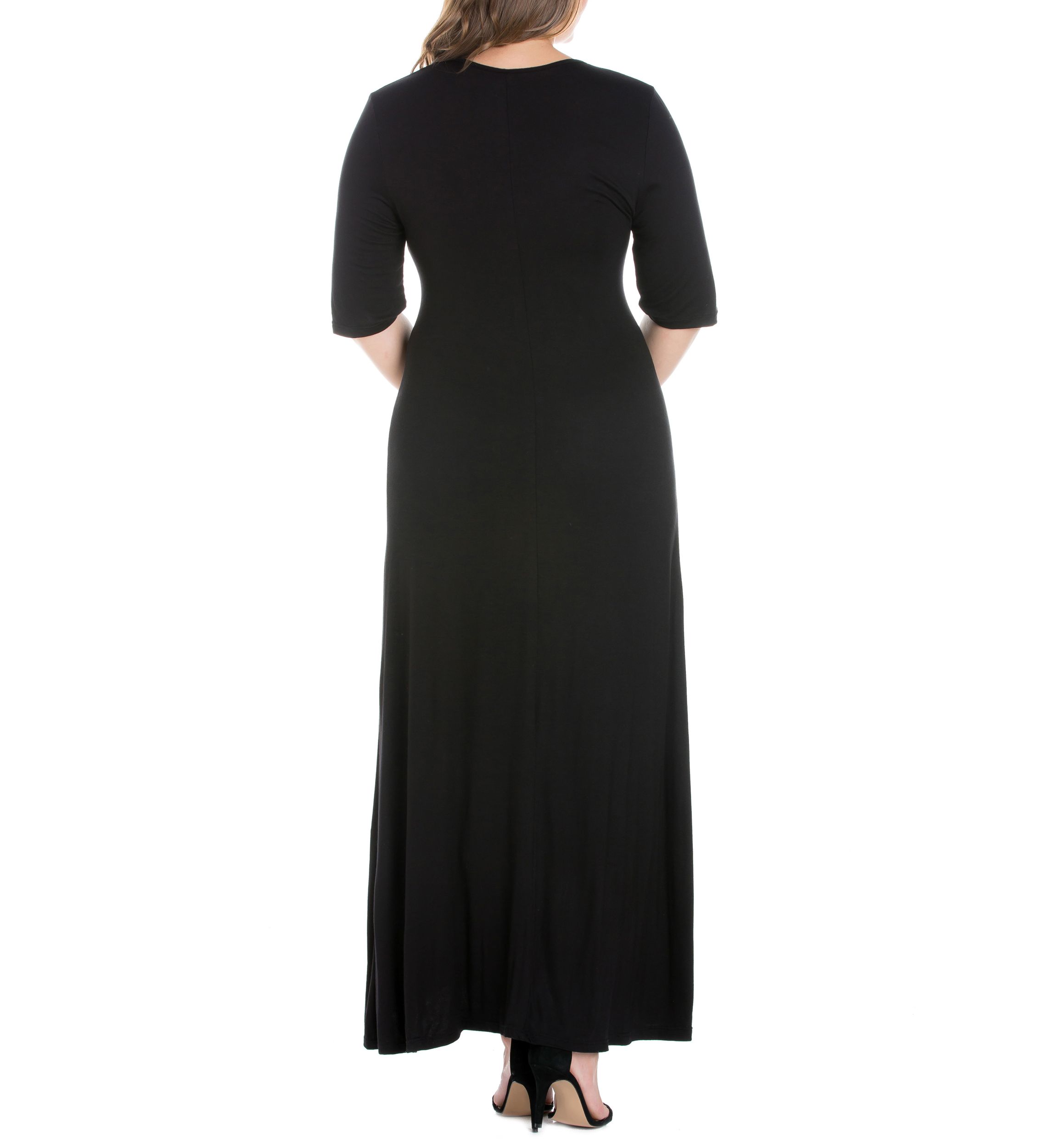 Plus Size Elbow Sleeve Maxi Dress