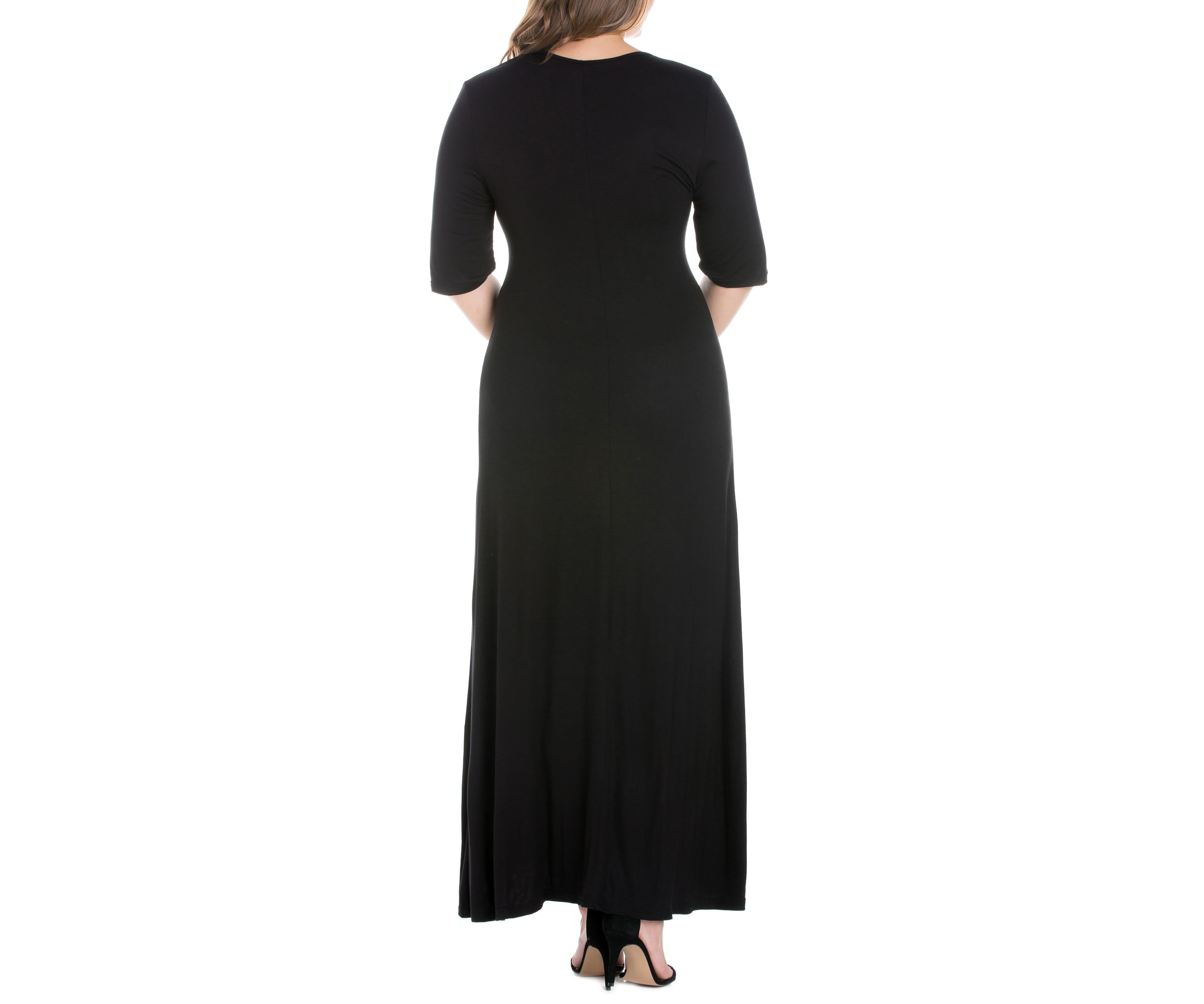 Plus Size Elbow Sleeve Maxi Dress
