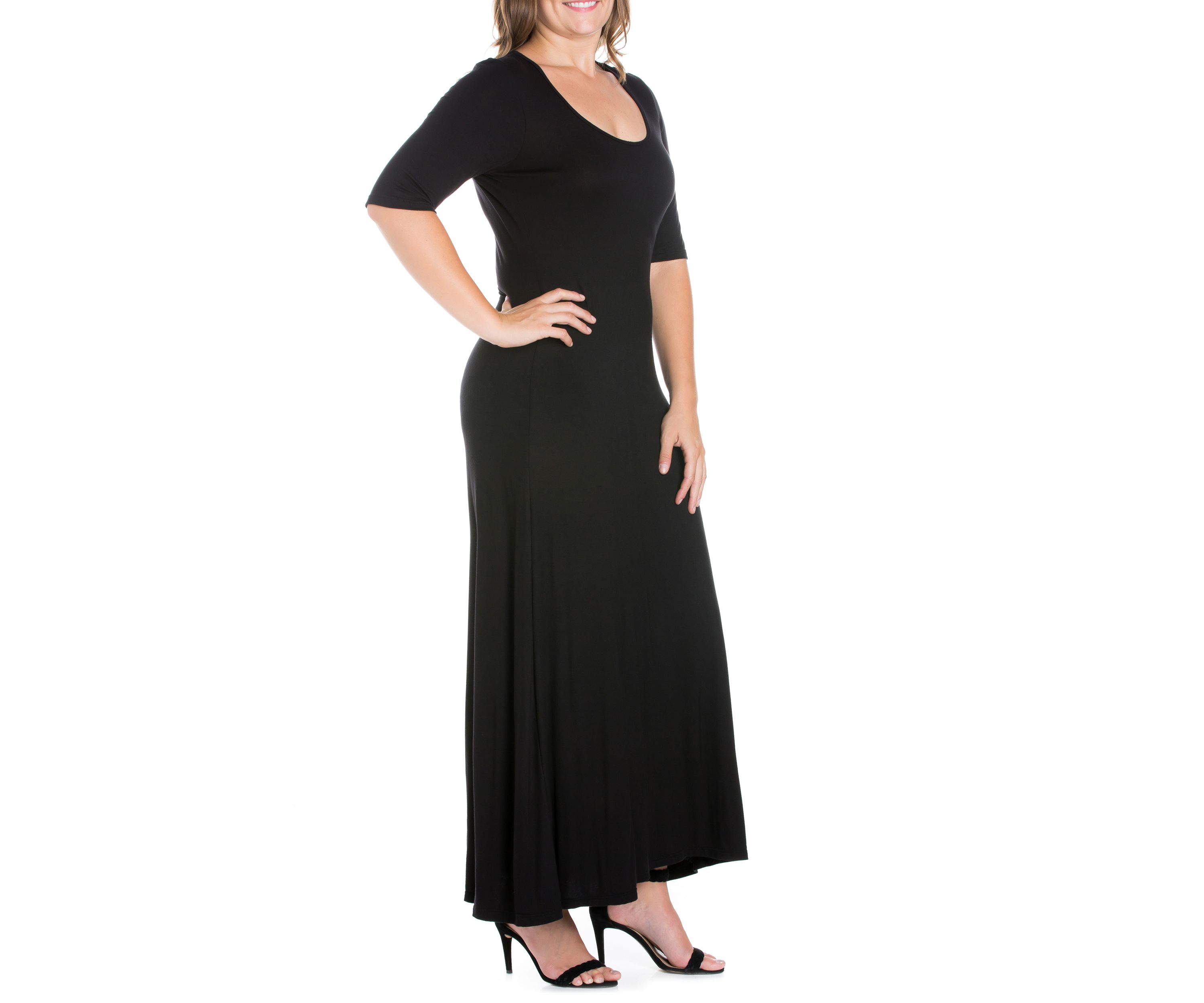 Plus Size Elbow Sleeve Maxi Dress