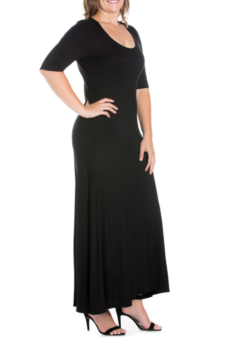 Plus Size Elbow Sleeve Maxi Dress