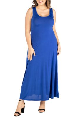 24seven Comfort Apparel Women's Plus Size Simple A Line Tank Maxi Dress