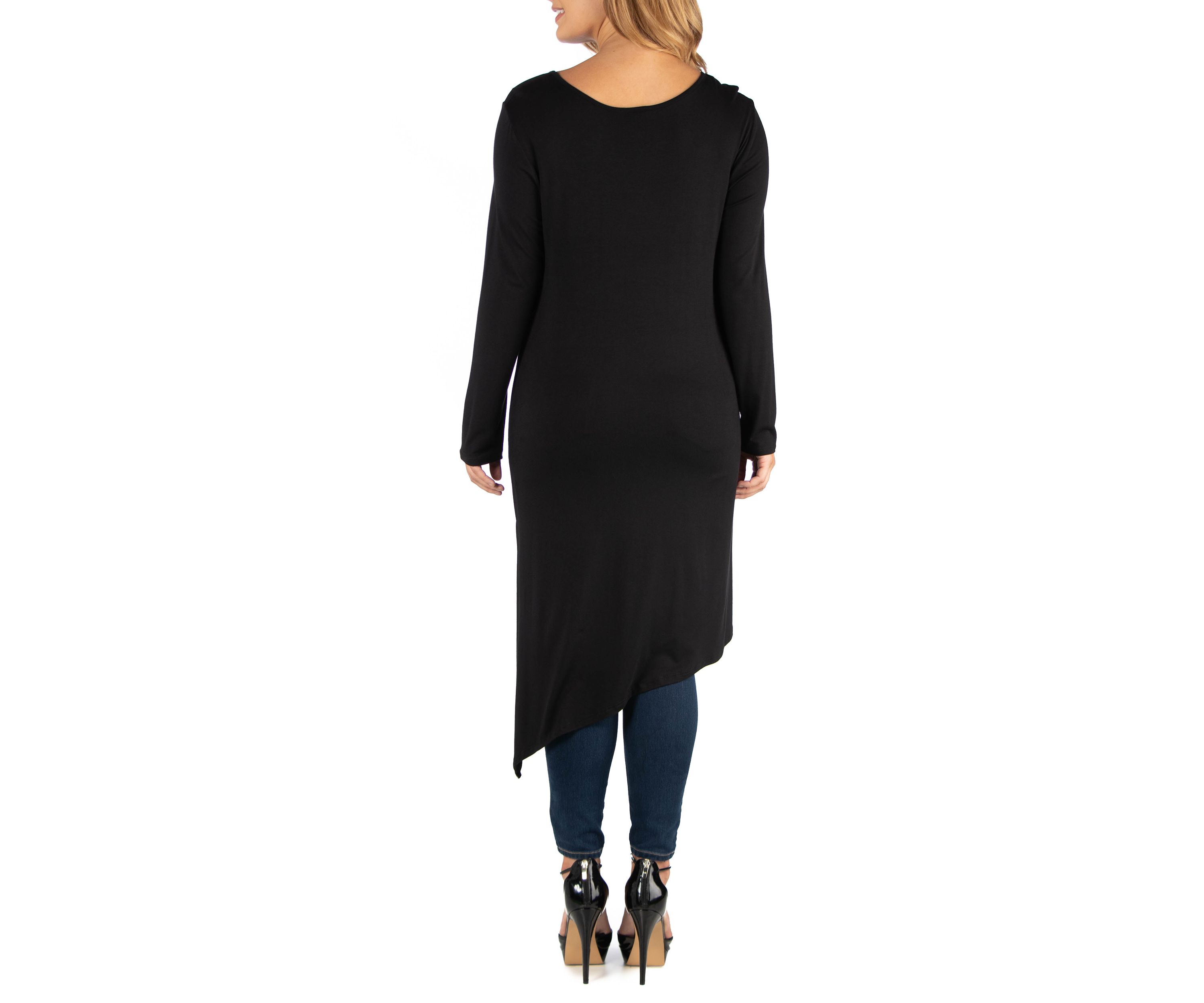 Plus Size Full Length Long Sleeve Asymmetric Hem Top