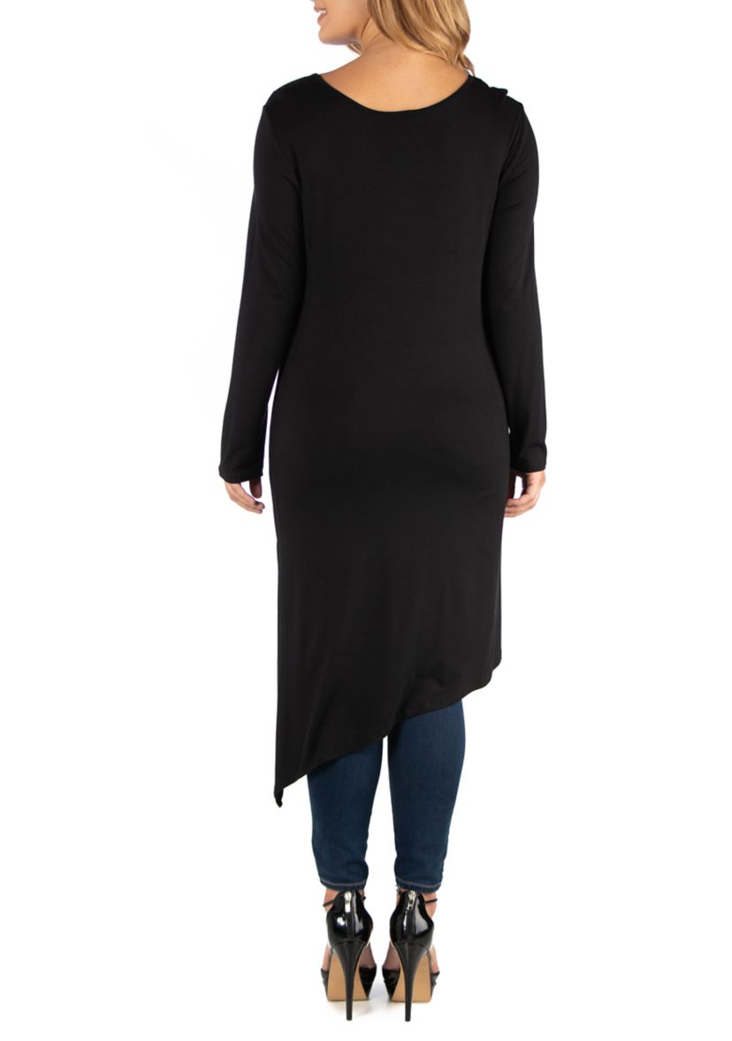 Plus Size Full Length Long Sleeve Asymmetric Hem Top