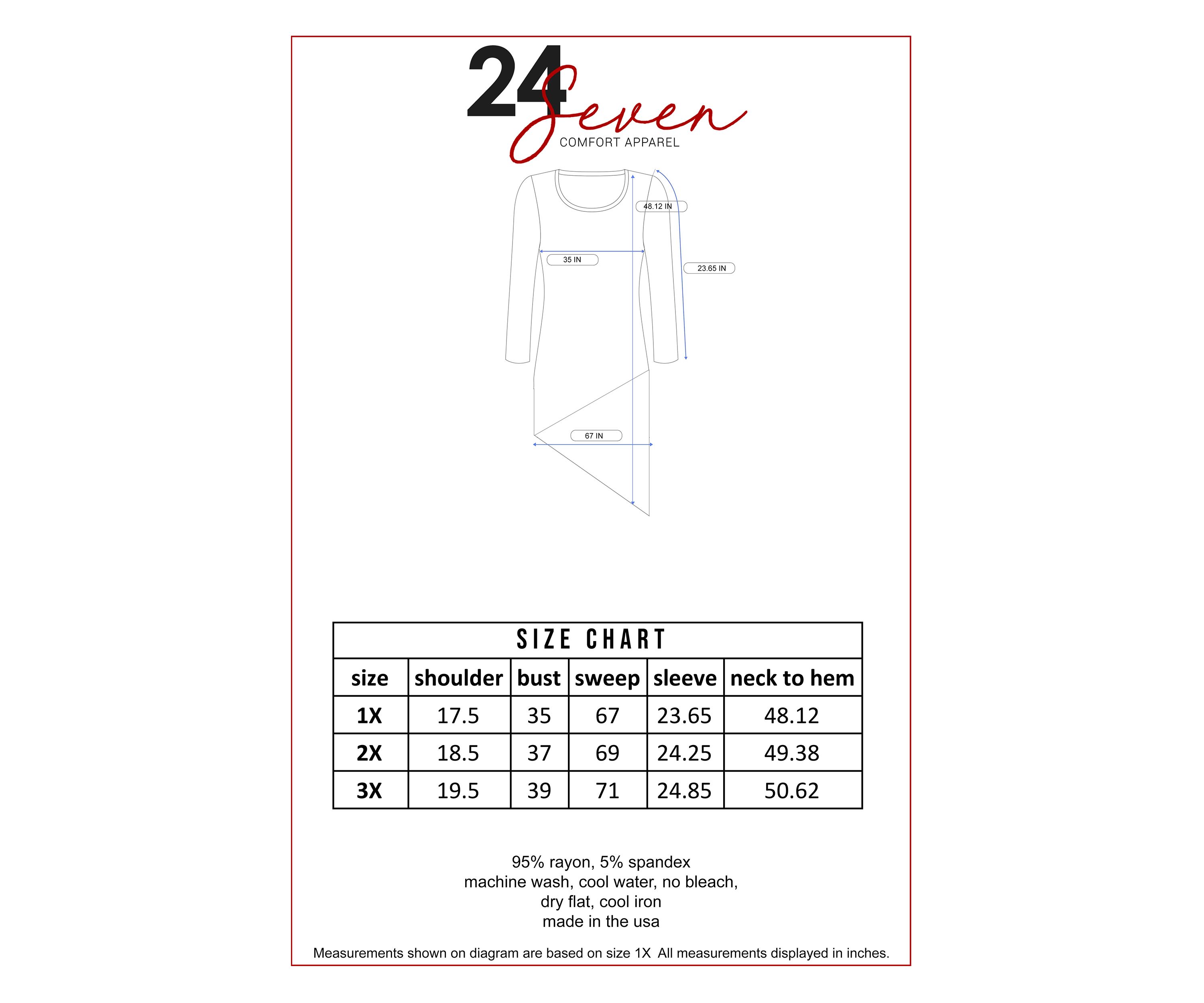 Plus Size Full Length Long Sleeve Asymmetric Hem Top