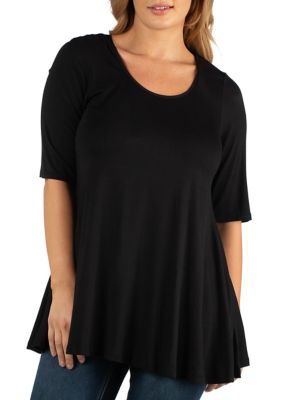 24seven Comfort Apparel Women's Plus Size Elbow Sleeve Tunic Top