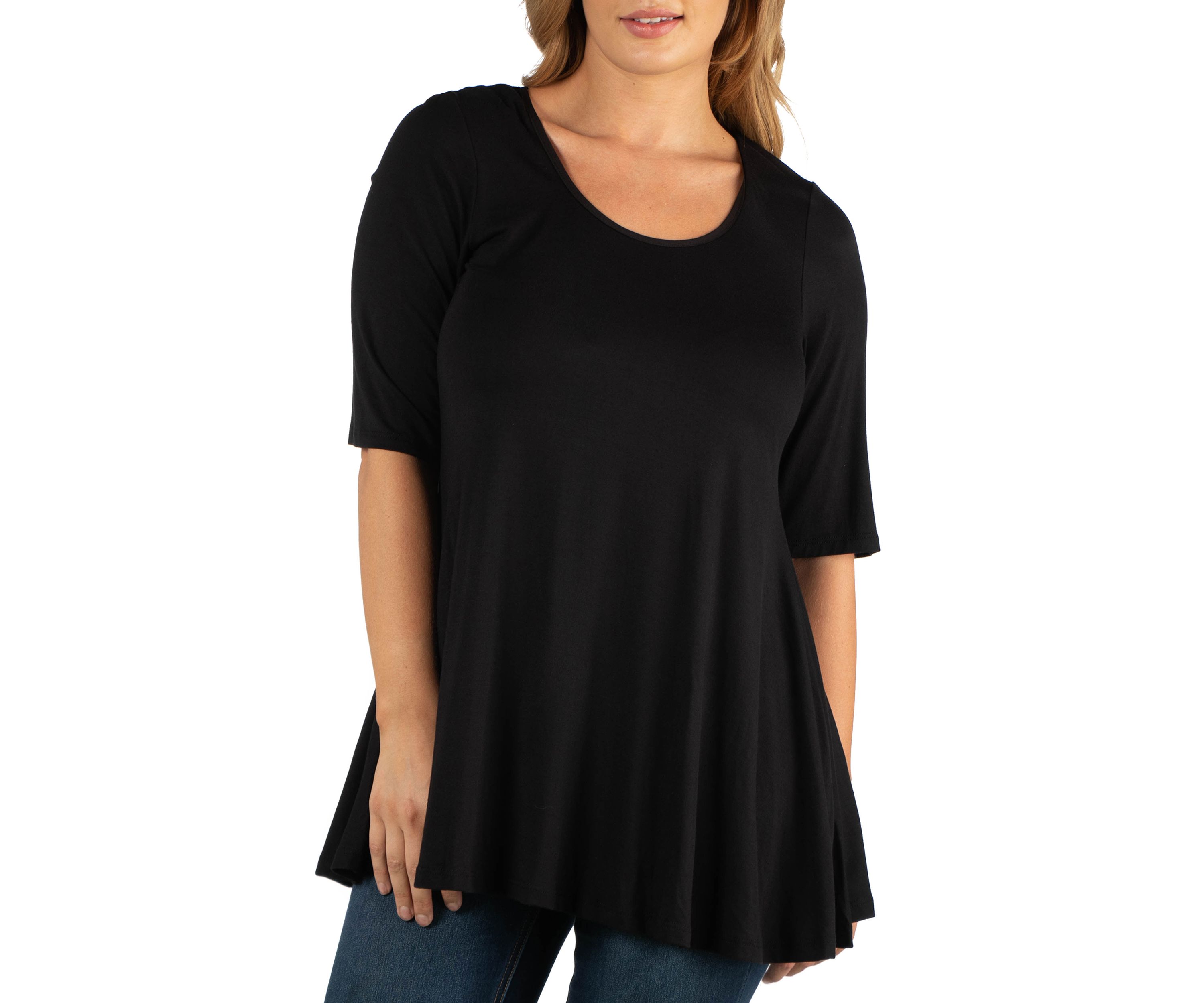 Plus Size Elbow Sleeve Tunic Top