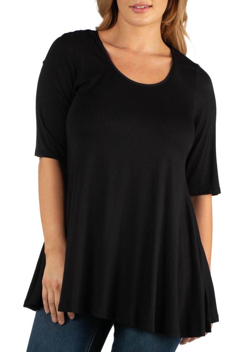 Plus Size Elbow Sleeve Tunic Top