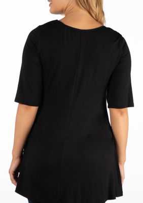 Plus Elbow Sleeve Tunic Top