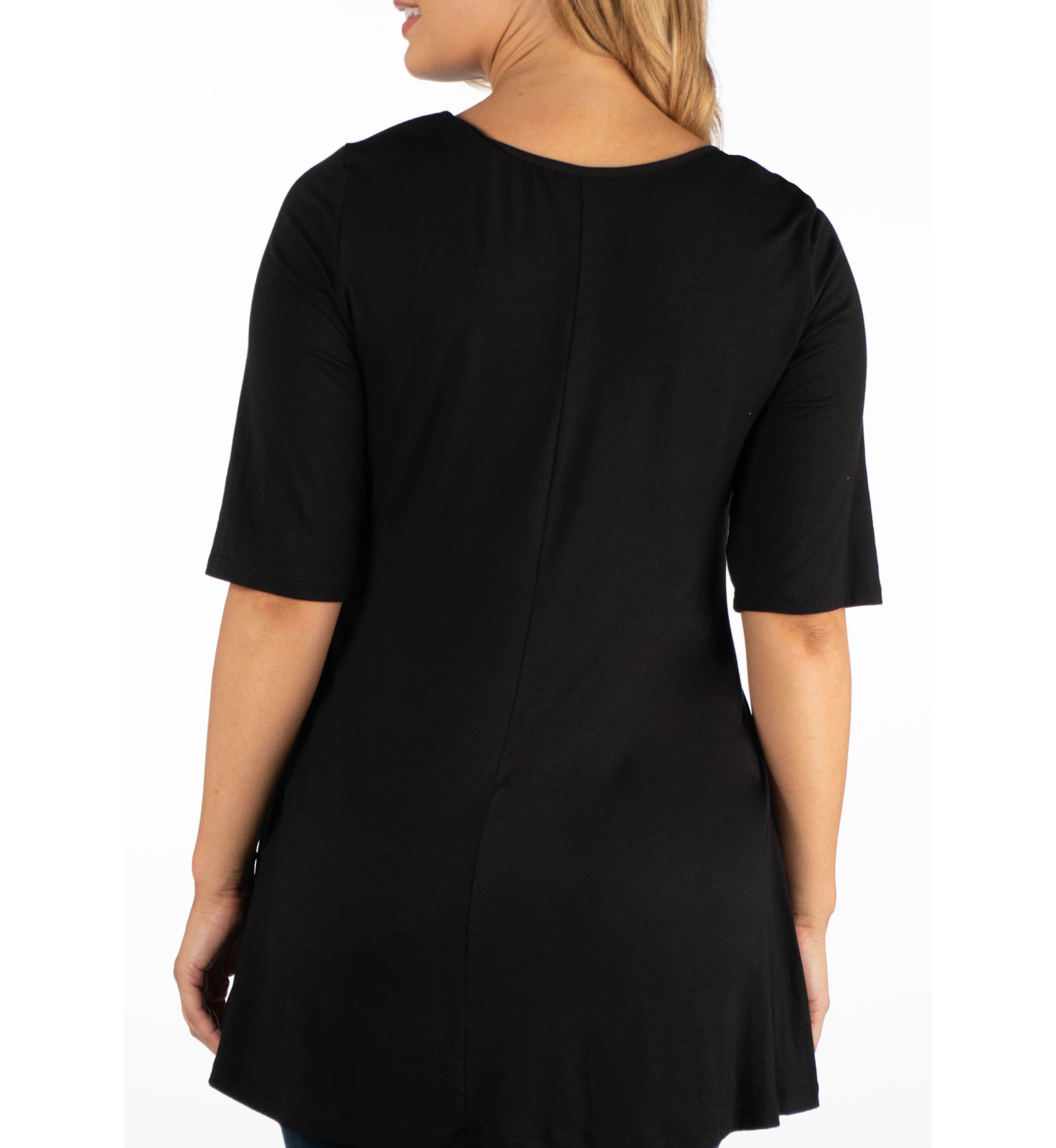 Plus Size Elbow Sleeve Tunic Top