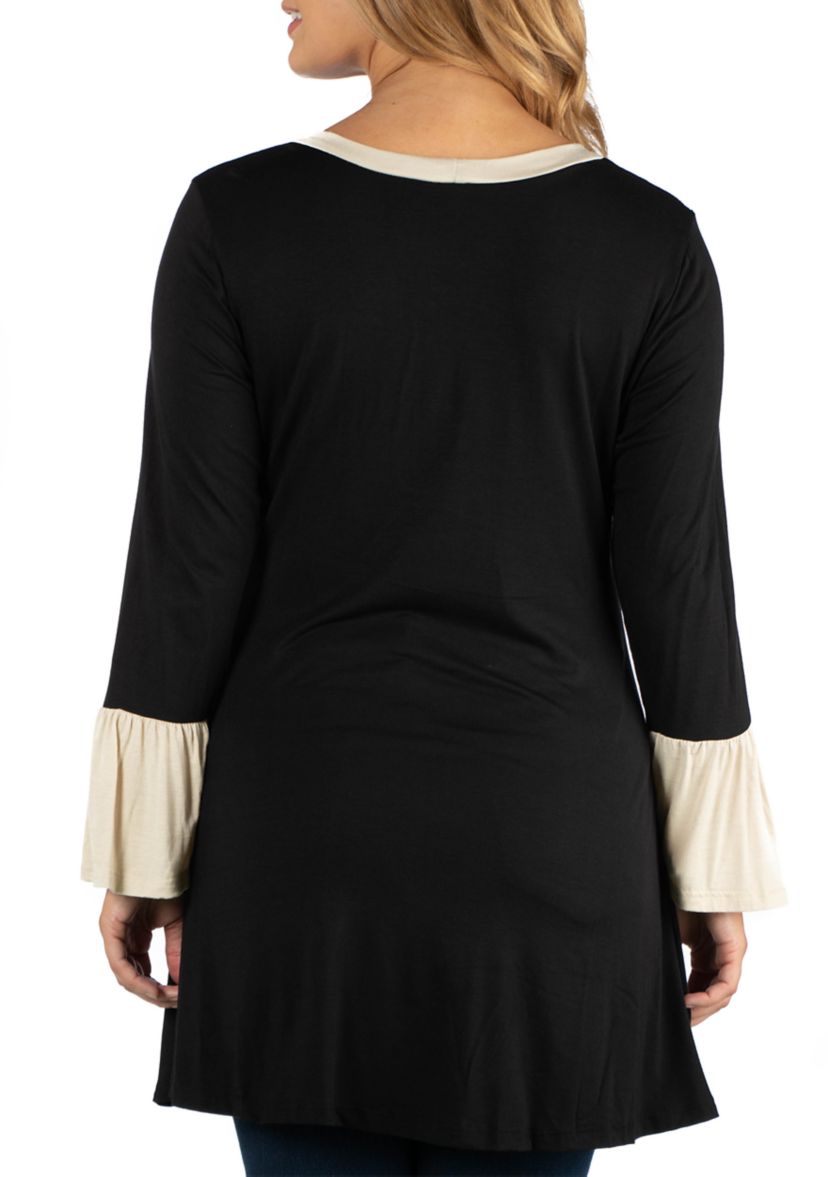 Plus Size Swing High Low Bell Sleeve Tunic Top