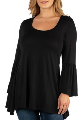 Plus Scoop Neck Bell Sleeve Swing Tunic Top