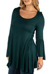 Plus Size Scoop Neck Bell Sleeve Swing Tunic Top