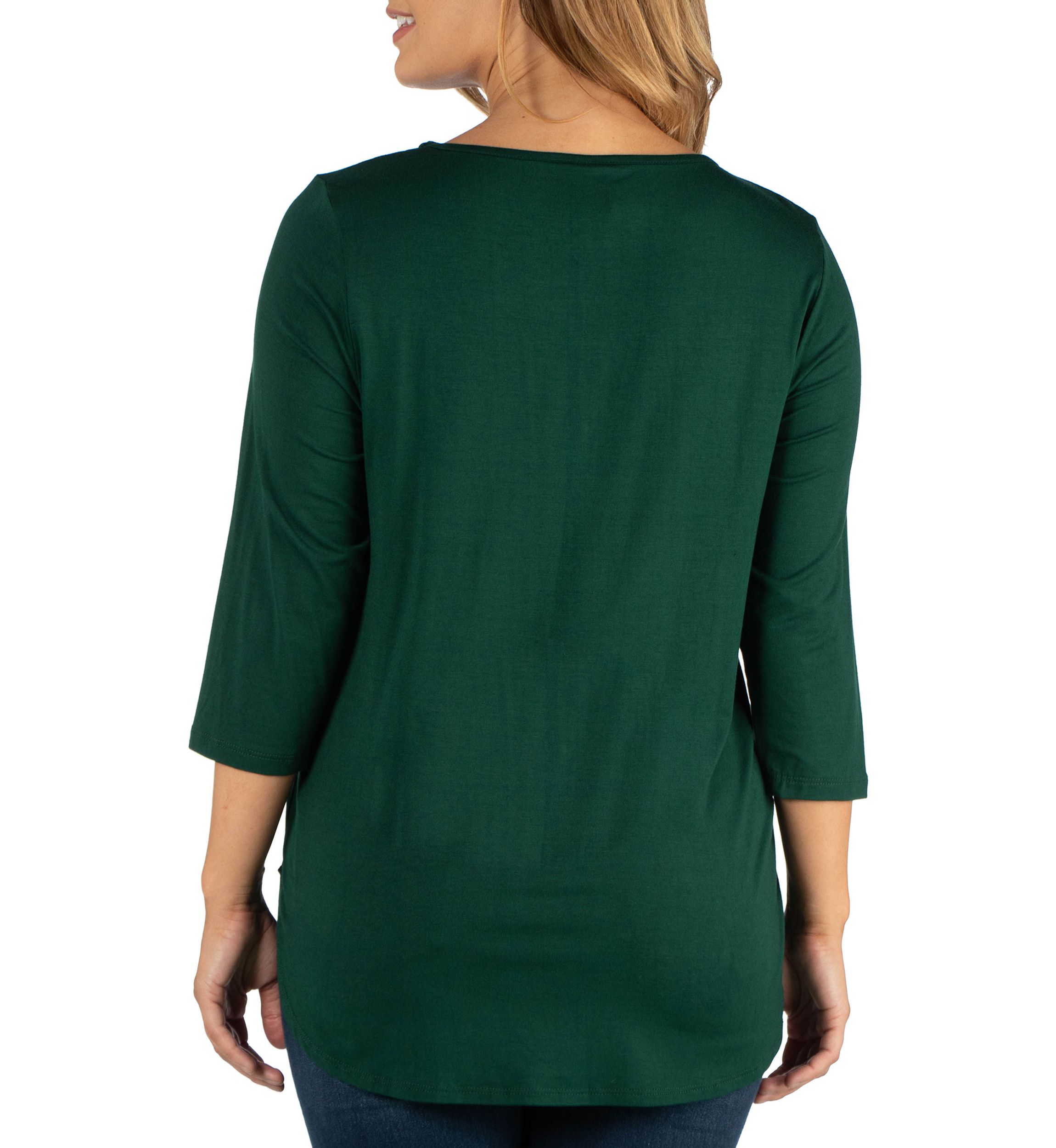 Plus Size V-Neck 3/4 Sleeve Strappy Tunic Top