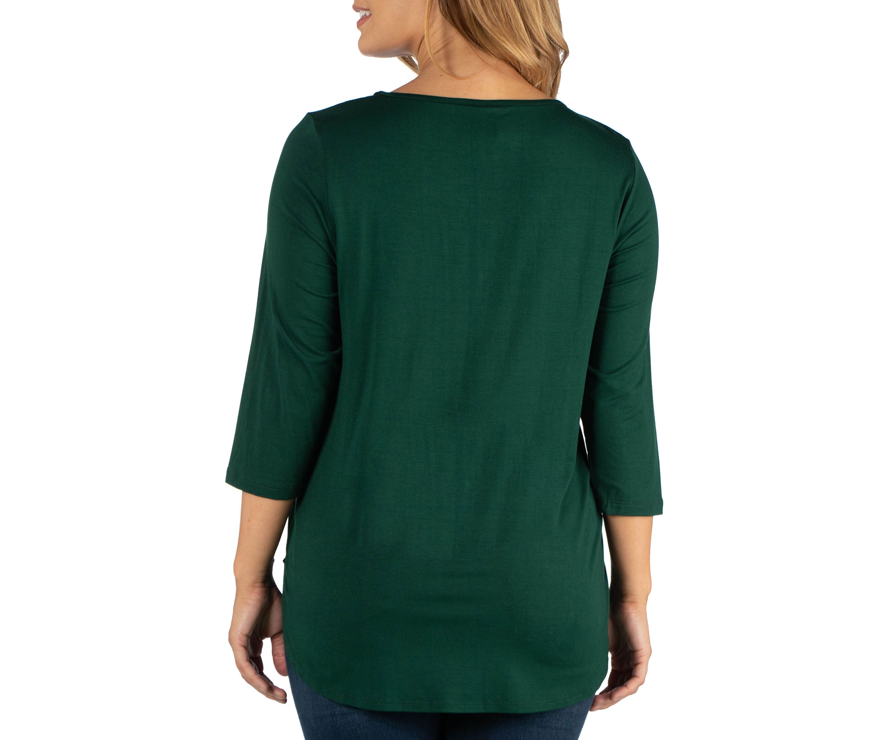 Plus Size V-Neck 3/4 Sleeve Strappy Tunic Top