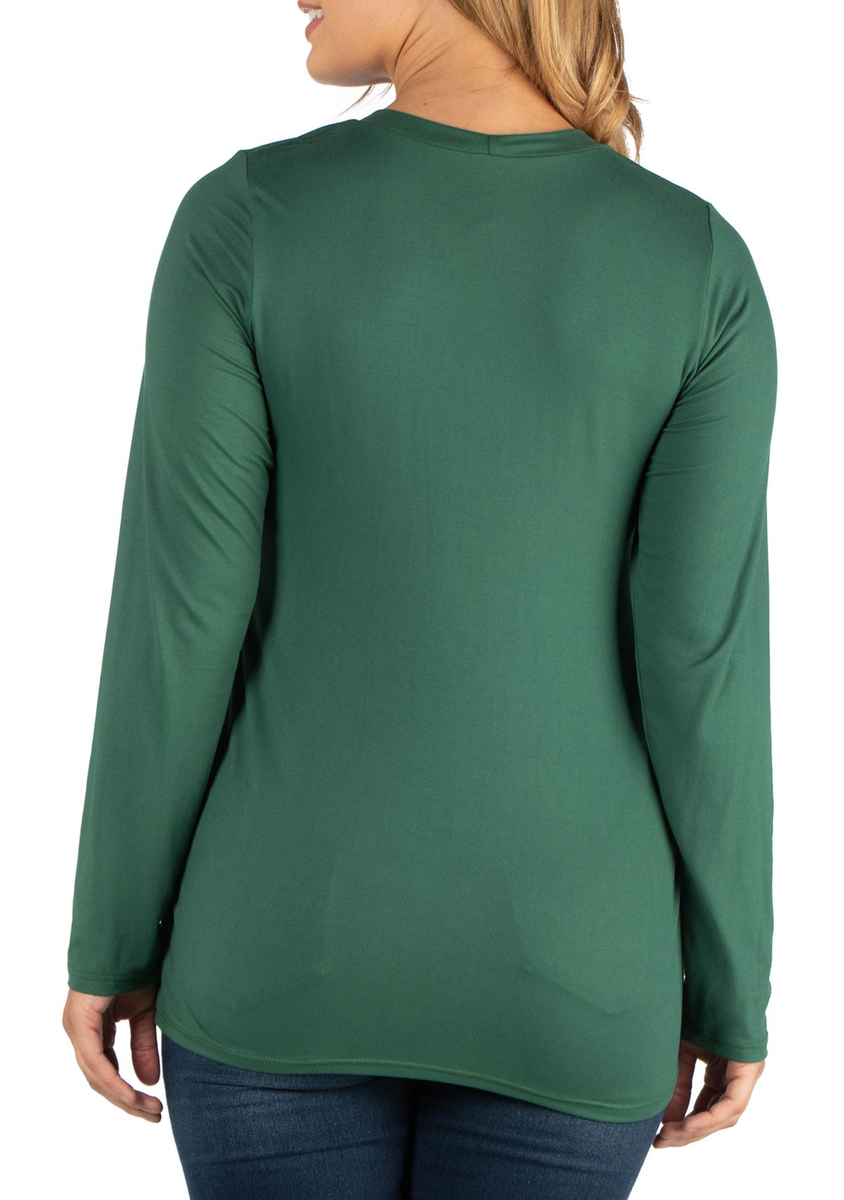 Plus Size Scoop Neck Long Sleeve Solid Color T-Shirt