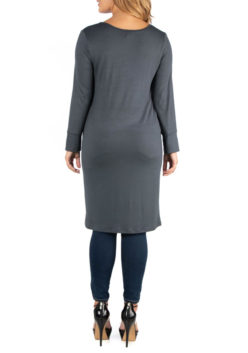 Plus Size Long Sleeve High Low Rounded Hemline Tunic Top